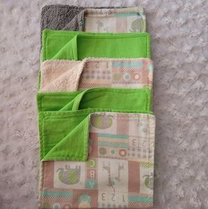 5 handmade burp cloths